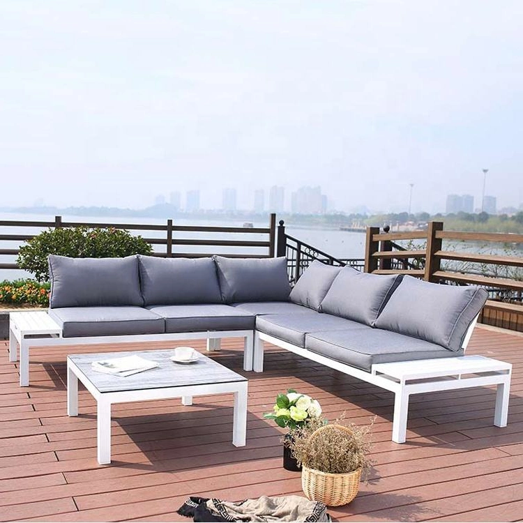 Five Star Hotel Outdoor Waterproof Furniture Set Luxurious Modern Aluminum Alloy Leisure Sofa Set with Cushion