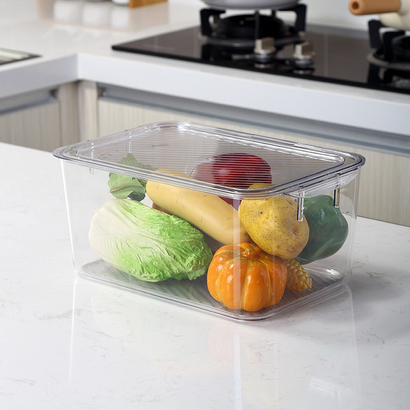 Grand conteneur de rangement alimentaire pour réfrigérateur, tiroir de boîte de conservation des aliments en plastique transparent pour fruits frais.