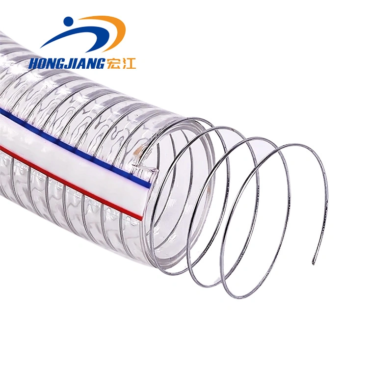 Espiral de PVC transparente reforzado con alambre de acero la manguera para la transferencia de líquidos químicos