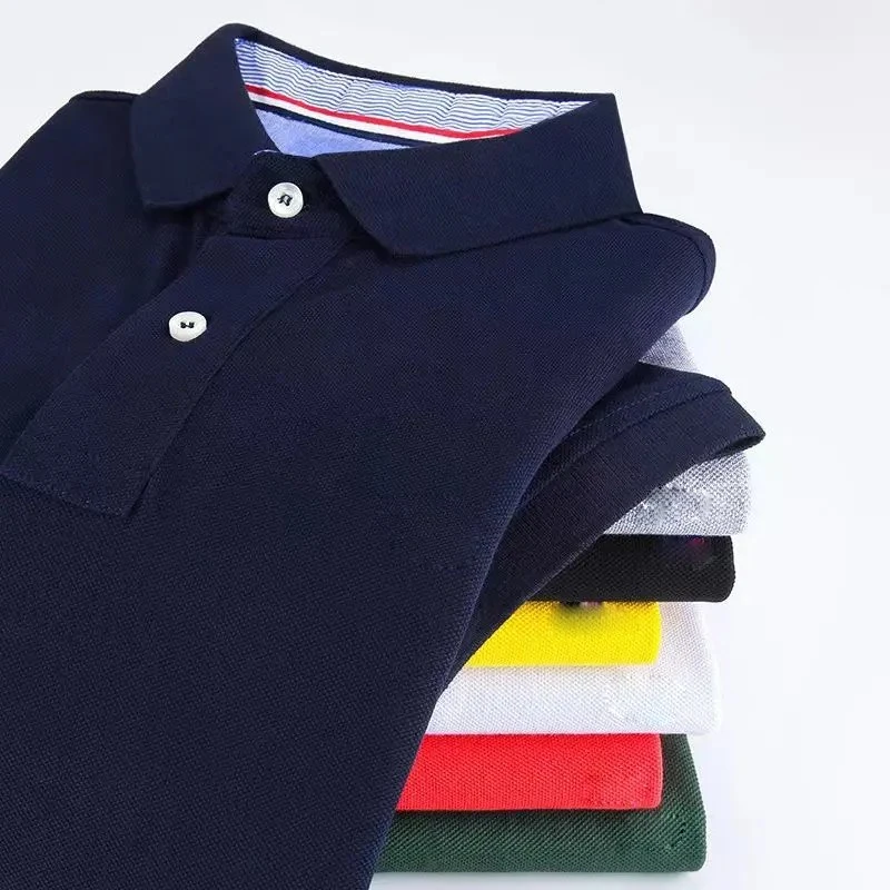 Polo masculino de color sólido personalizado de fábrica Casual Loose High -calidad Camiseta Hombre Polo de algodón