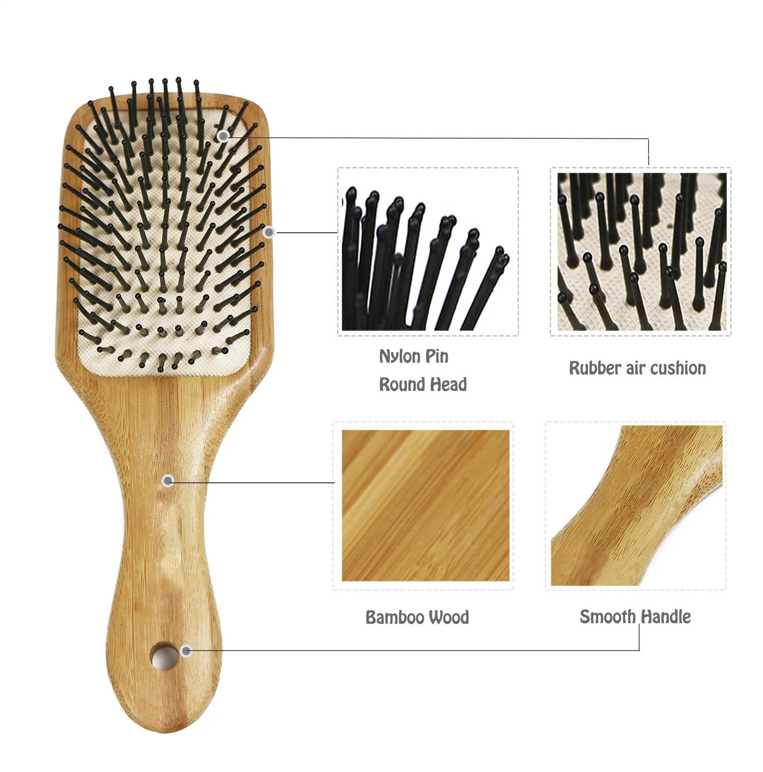 Wooden Anti-Static Air Cushion Brush Detangling Massage Comb