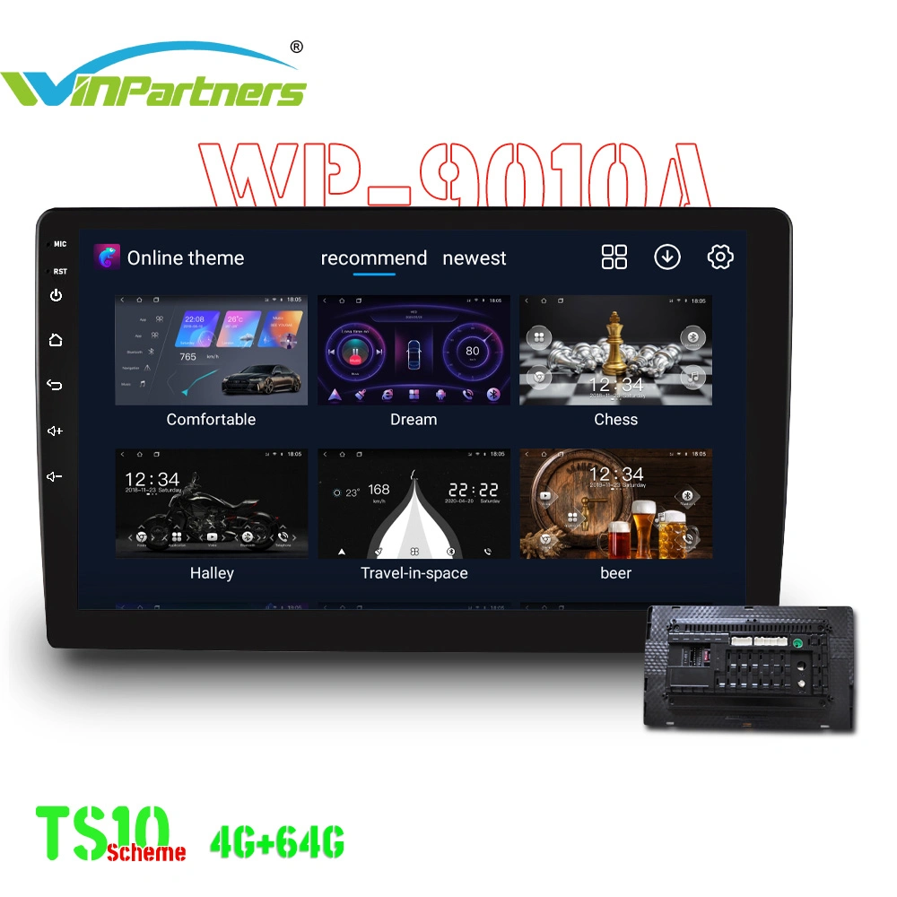4G+64g 9 polegadas Vista Traseira Ahd 5.0 a personalização do logotipo Bluetooth estéreo para automóvel Carplay Wp9010A