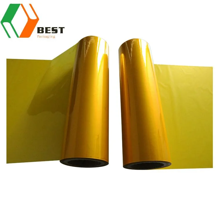 Sourcing 10 Micron Gold VMPET Colored VMPET Film for Paperboard Lamination Manufacturer From China