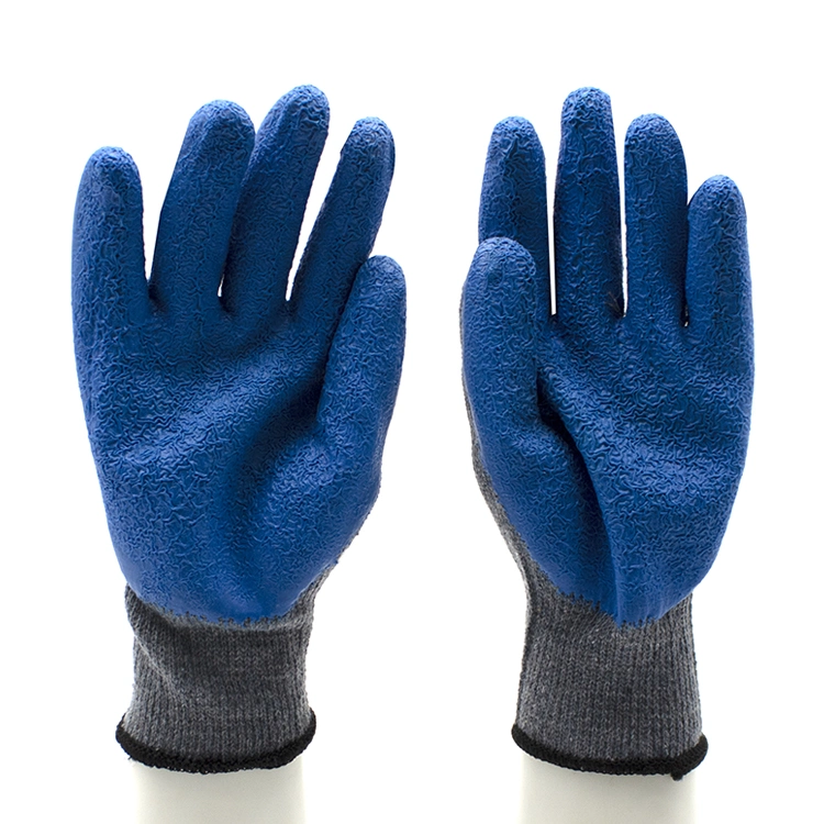 Custom Logo Anti Slip Oil Chemical Resistant Latex Safety Gloves Construction Labor Protection Blue Latex Gloves Work CE En388