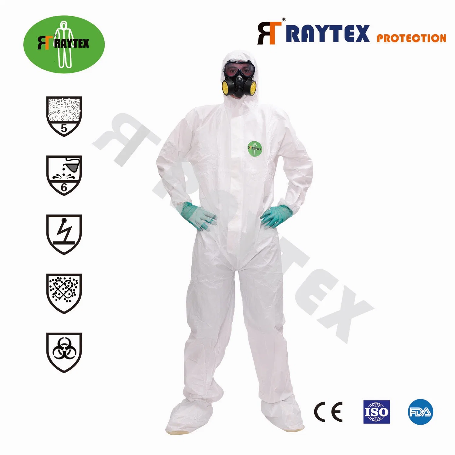 CE En14126 Hospital Protective Medical Mircroporous Anti-Virus Working Disposable Type 5/6 Coverall