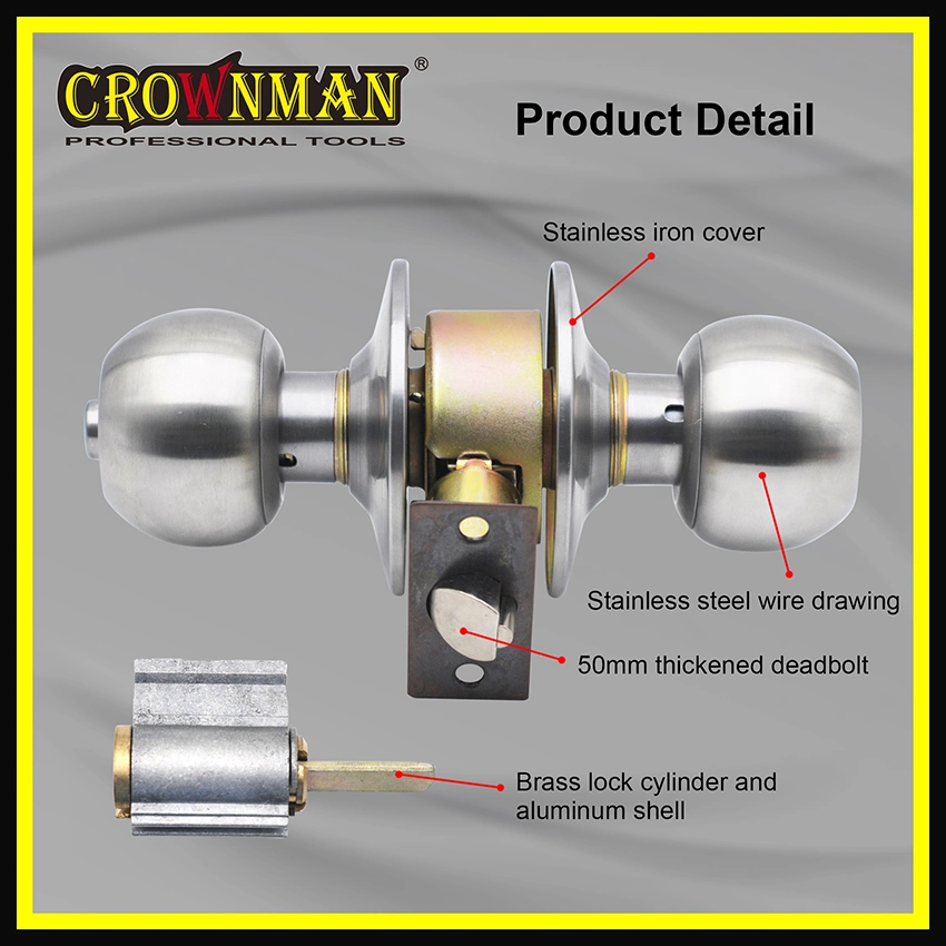 Crownman Cylindrical Ball Knob, Crownman Hardware Ball Lock, Spherical Door Lock