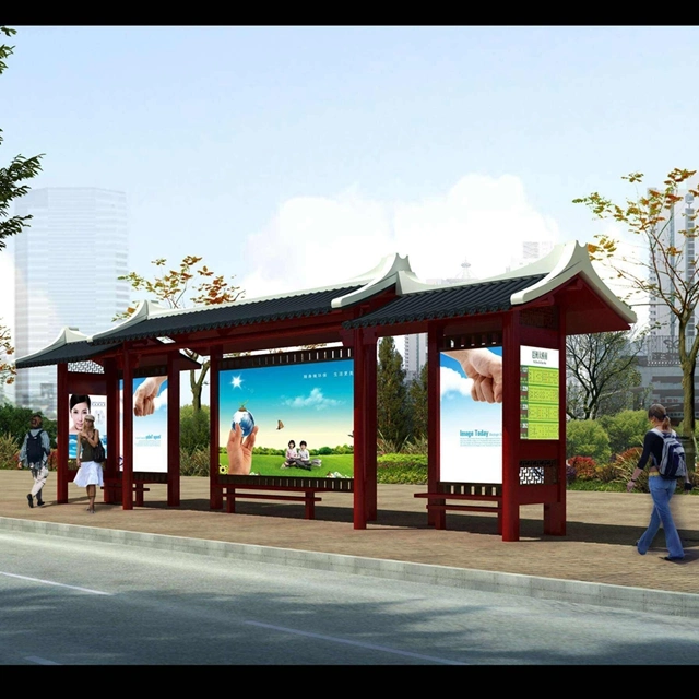 Advertising Equipment Bus Stop Metal Structure Bus Shelter