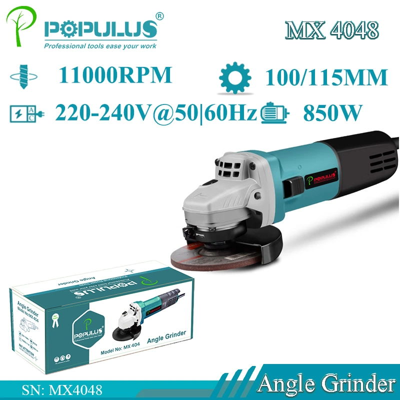 Populus New Arrival Industrial Quality Angle Grinderl Power Tools Slim Body Grinder 850W/11000rpm 100/115mm Angle Grinder for South Africa Market