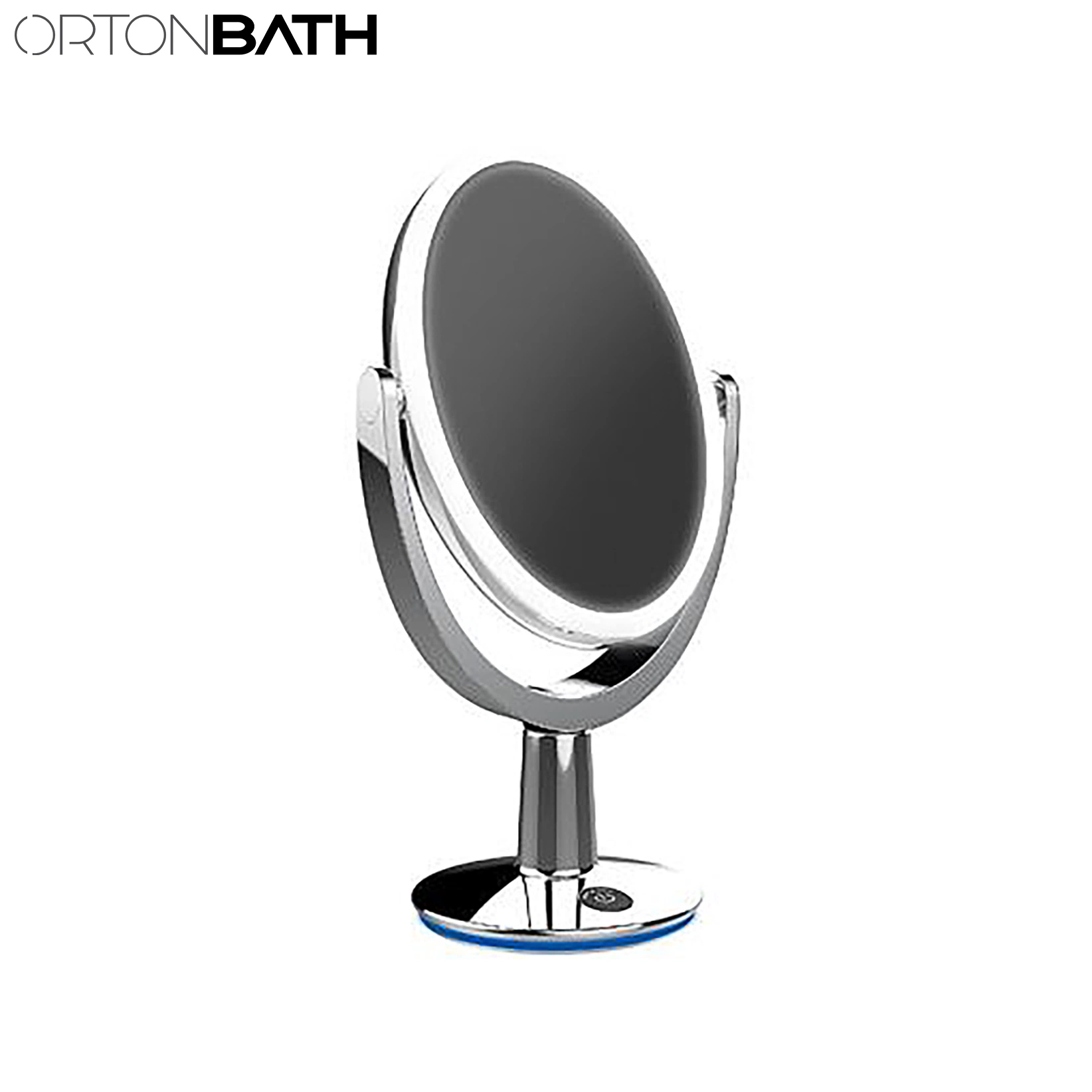 Ortonbath 7" Lighted Table Top Makeup Mirror Vanity Mirror Double Sided Round Standing 360 Rotation Cosmetic Mirror for Bedroom Bathroom Office