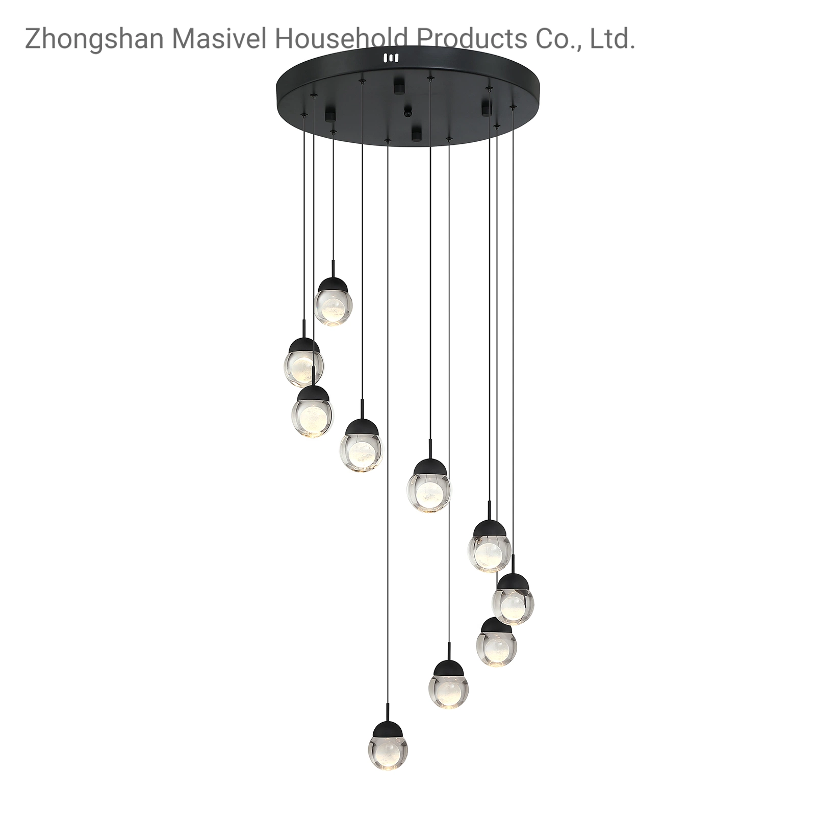 Fábrica Masivel Lámpara de araña de lujo moderna de iluminación de cristal LED