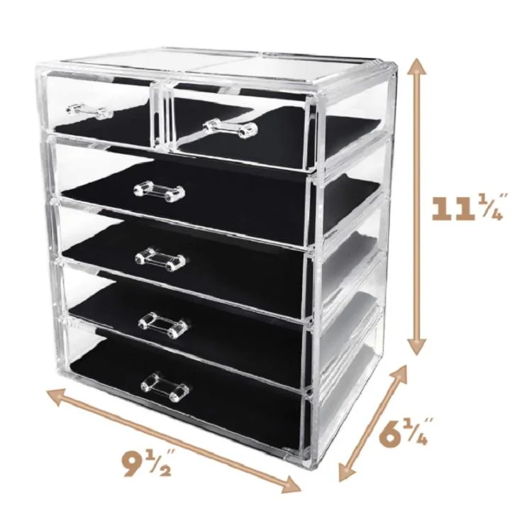 Custom Logo Luxury Makeup and Lipstick Cosmetic Packaging Drawer Organizer Storage Clear Transparent Acrylic Boxes