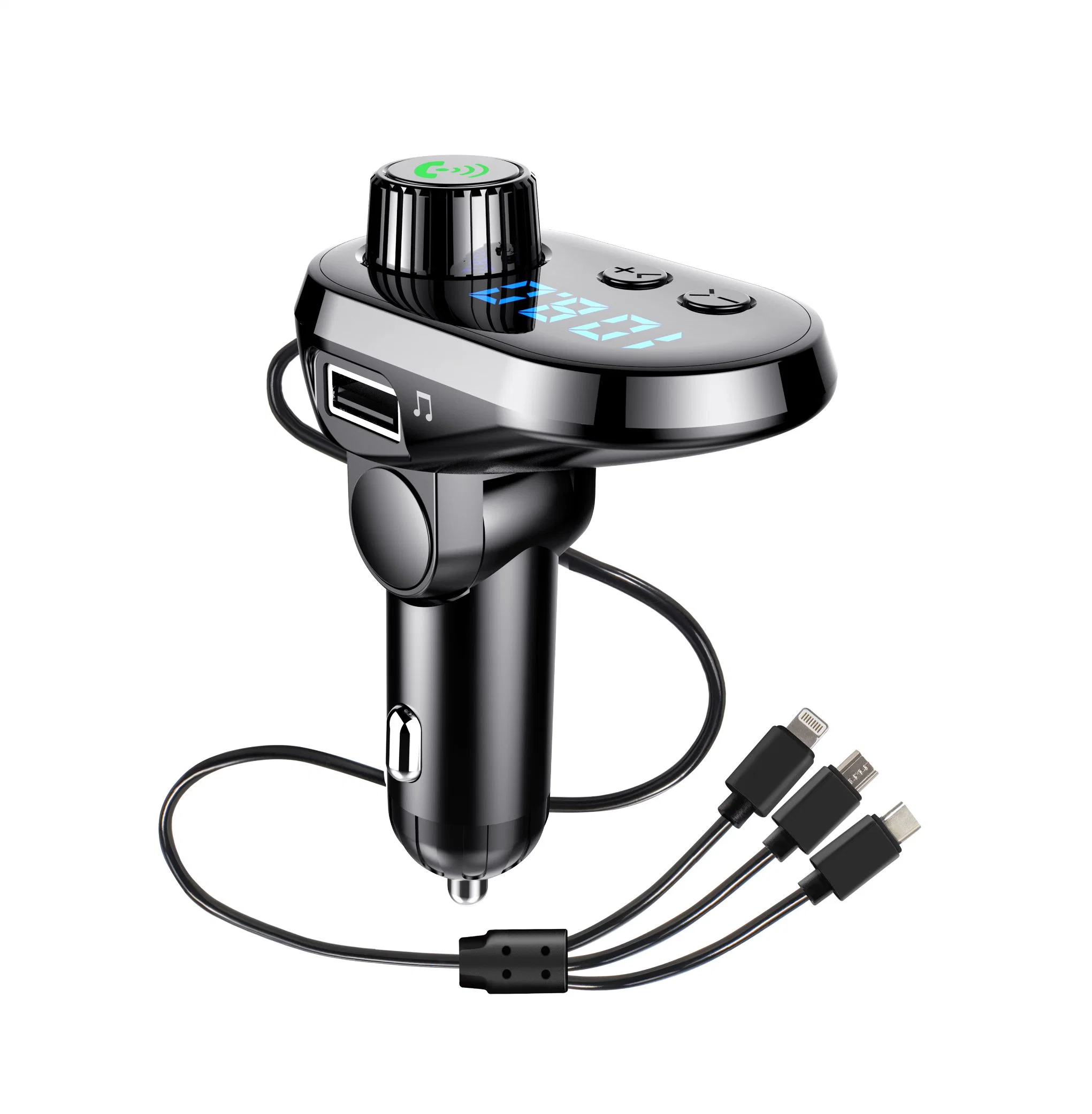 Screen in-Car Charger Car FM Transmitter with Car MP3 Player with Transmitter and 3 Fast Charging Port