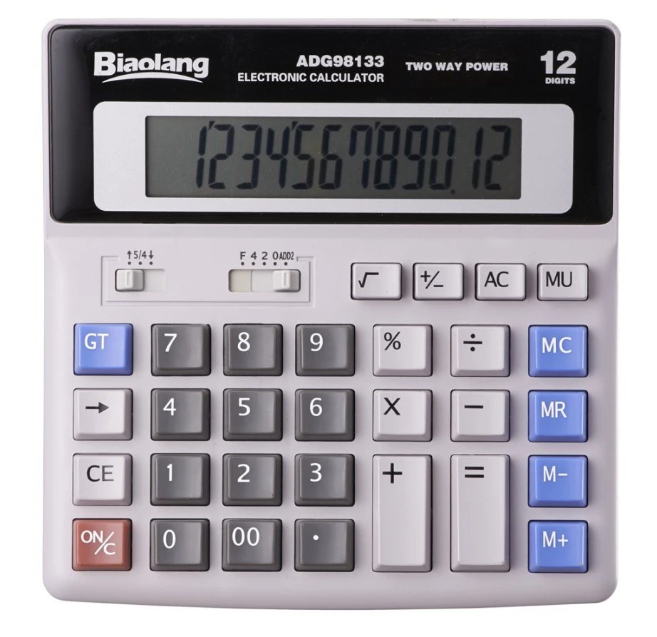 M&G General Purpose Battery Power Source 12 Digits Desktop Calculator with Large Computer Keys