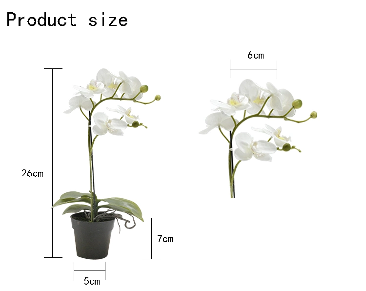 Small Potted Plant Artificial White Orchid Fabric Orchid Flower Evergreen Flower for Home Decoration