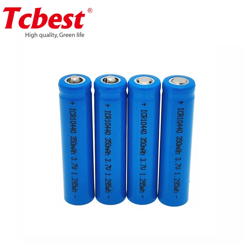 Customized Design Mini Rechargeable Lithium Li Ion Battery 3.7V 350mAh Icr10440 Lithium Rechargeable Cylindrical Rechargeable Battery Icr10440 3.7V 350mAh