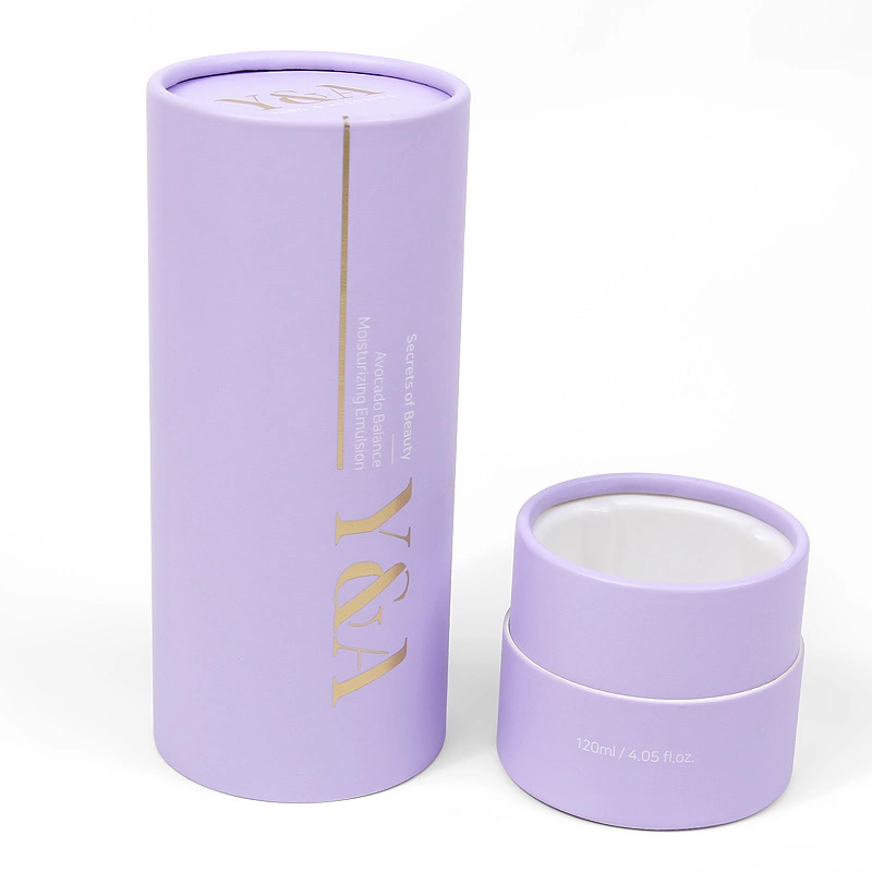 Perfume Packaging Cylinder Box Paper Round Can Paper Tube Box with Stamping EVA for Essential Oil/Cosmetics