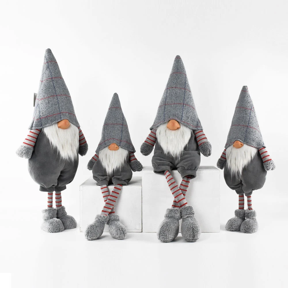 Handmade Gray Santa Claus Elf Dwarf Christmas Gifts Table Ornaments