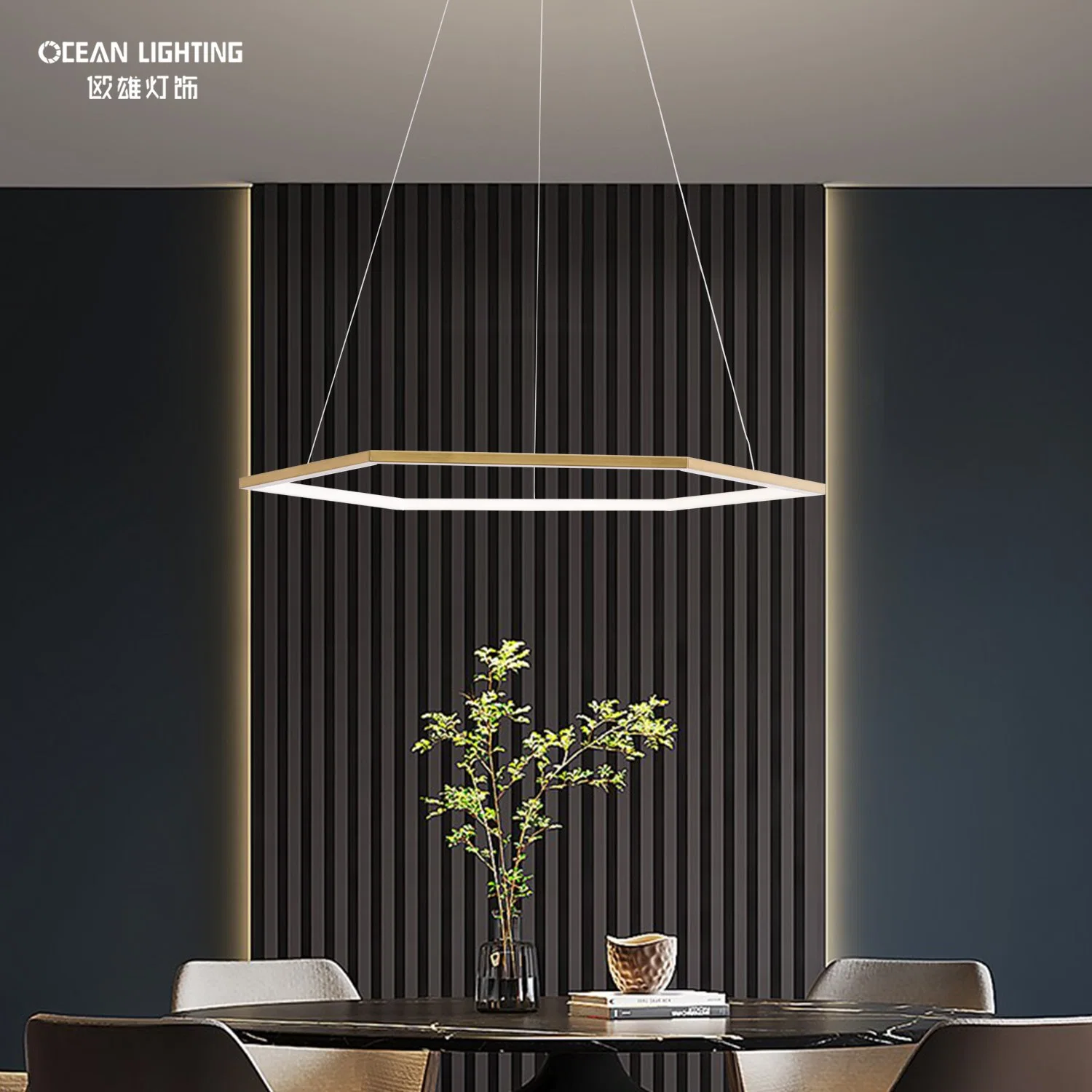 Ocean Lighting Simple Hanging Decorative Circle Rings Gold Luxury Modern LED Pendant Light