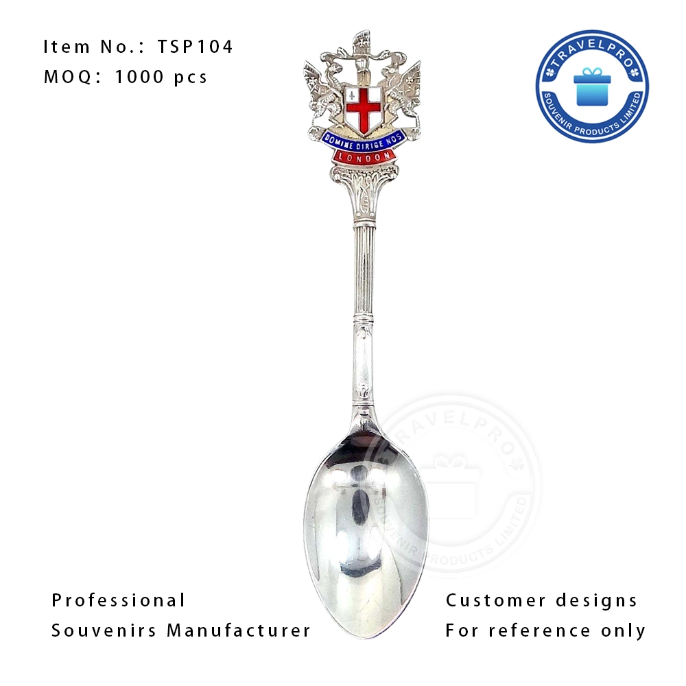 Souvenirs Manufacturer Customized Zinc Alloy Shiny Silver Plated Metal Dining Souvenir Spoon for Wedding Gift