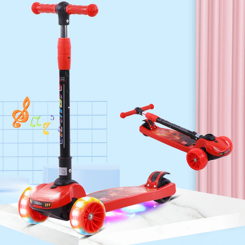 China Wholesale/Supplier Kids Foot Scooter Toy Children PU Flashing Wheeled Scooter with Music