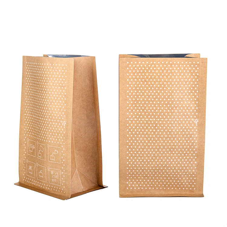 Factory Manufacturer Custom Resealable Flat Bottom Kraft Paper Coffee Bean Packaging