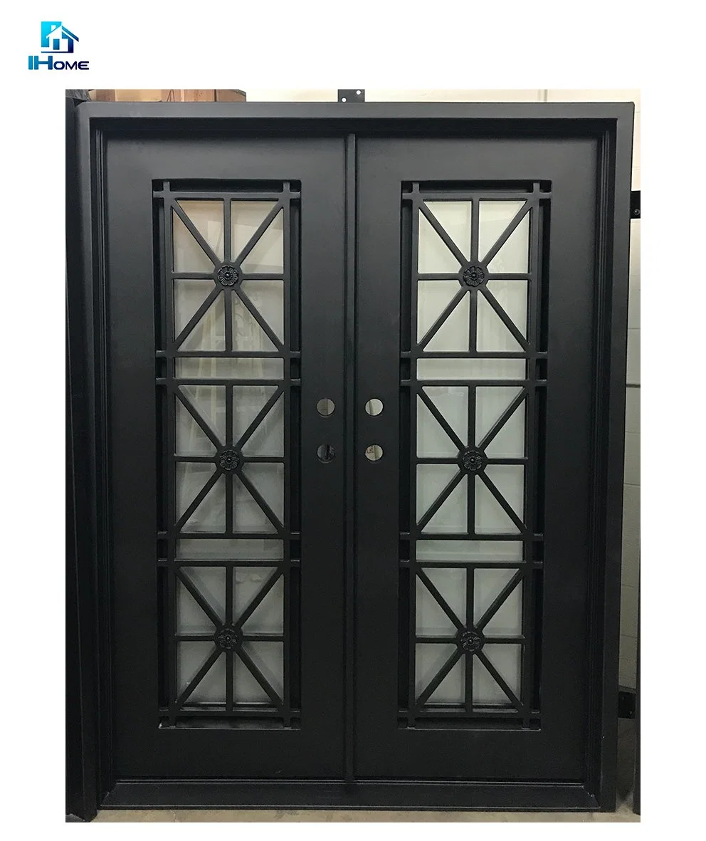 Flat Wrought Iron Entry Doors, Single & Double Exterior Iron Front Doors