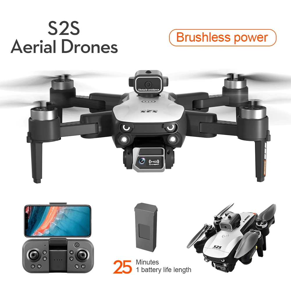 LS-S2S Drone 4K 480p HD Dual Camera Brusless Motor WiFi وحدة التحكم الرباعية القابلة للطي Drone EIS RC