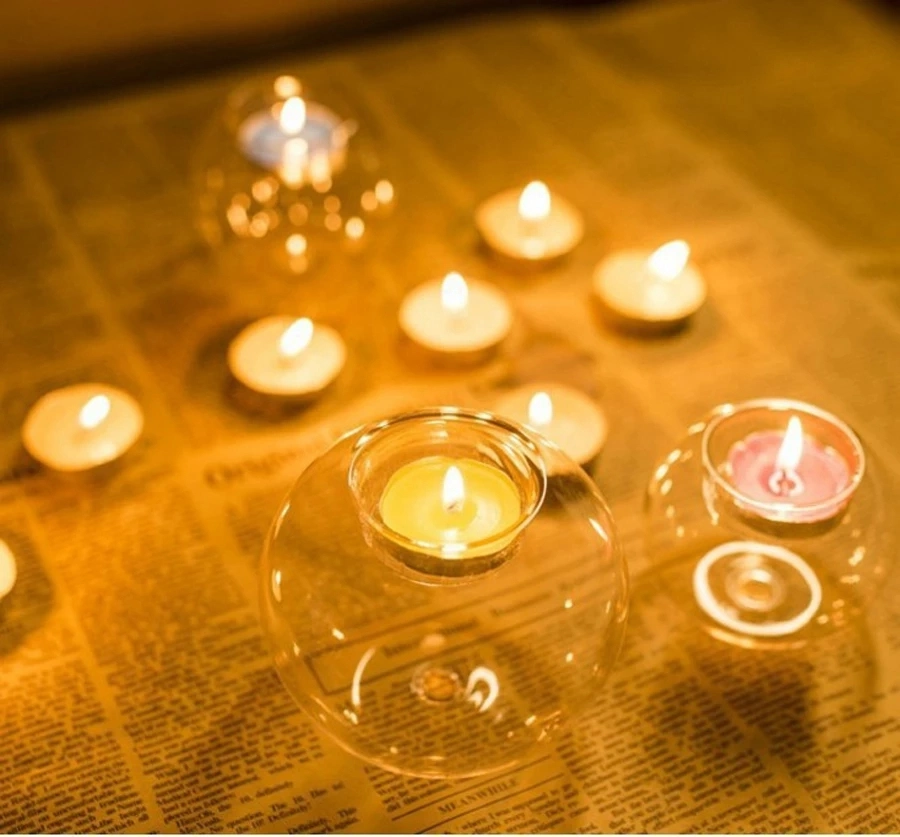 Suporte para velas de vidro cristal europeu Xmas Decoração Dia das Bruxas mesa de jantar Candle Stick casamento romântico bar parte decorações em casa