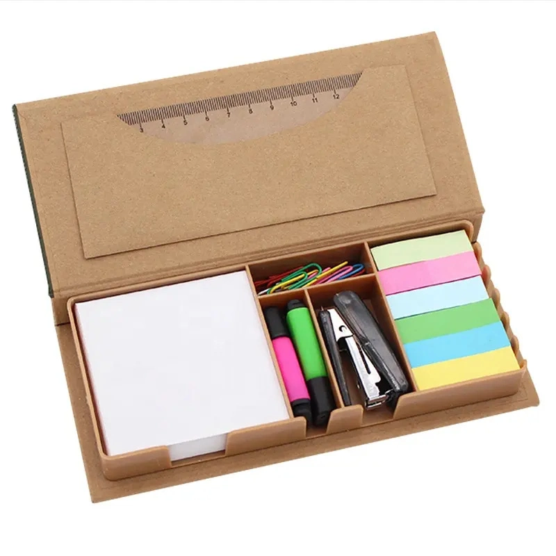 OEM Factory Custom Colorful Printed Sticky Notes Box Memo Pad with Cover Multifunction Stationery Set