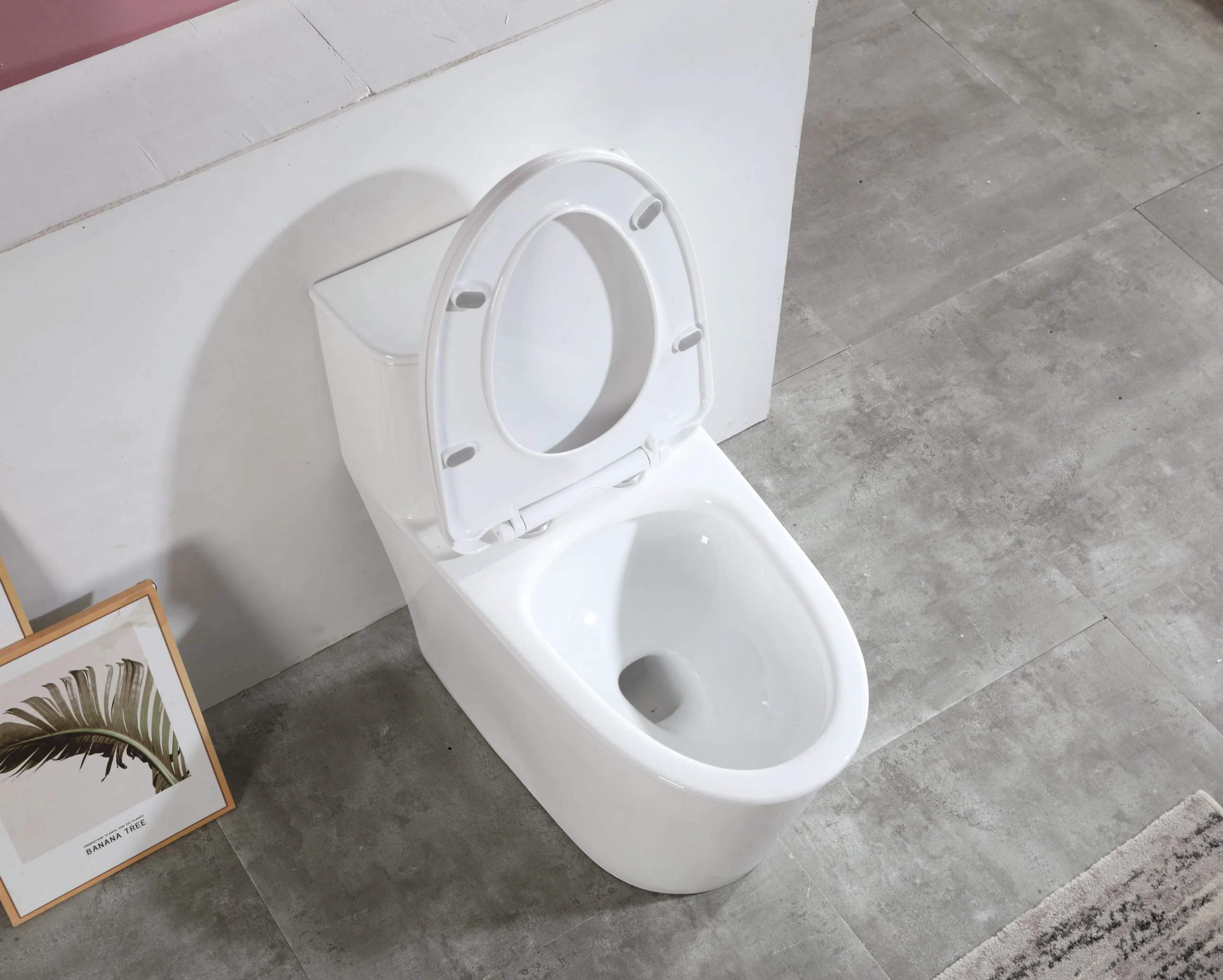 2023 Chaozhou Sanitary Ware Hot Sale Water Closet New Design One Piece Siphonic S Trap 300/400mm Toilet with UF Seat Cover Water Bowl