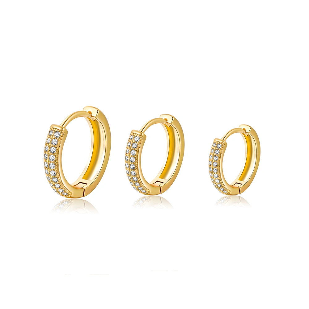 Circle Earrings Brass Gold Plated Color Preserving Jewelry Full of Diamonds Hoop Earrings