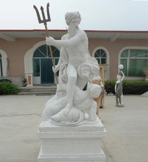Hot Sale Garden Decoration Stone Carving Life Size Beige Marble Greek Warrior Stone Statues Sculpture