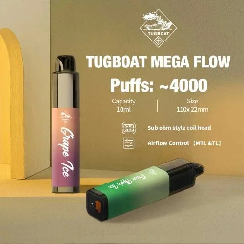 الجملة Vape tuggboat رخيصة E السجائر التي يمكن التخلص منها ميجا 4000 أطواق E-Cigarette