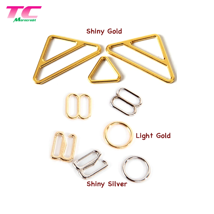 Dongguan Factory Directly Customized Logo Luxury Rose Gold Metal Ring and Strap Adjuster for Swimwear/Lingerie/Underwear Metal Bra Clip Accessories