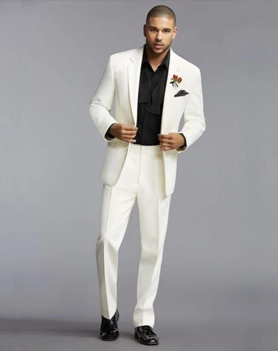 Classic 2-Button Grey White Formal Business/Wedding Suit for Men