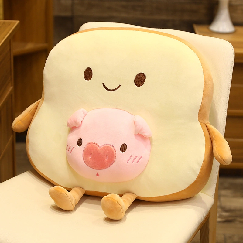 Carton Pain Toast coussin moelleux oreiller jouet en peluche OEM de bonne qualité de gros cadeau à coussin d'ICTI populaire Thanksgiving Halloween