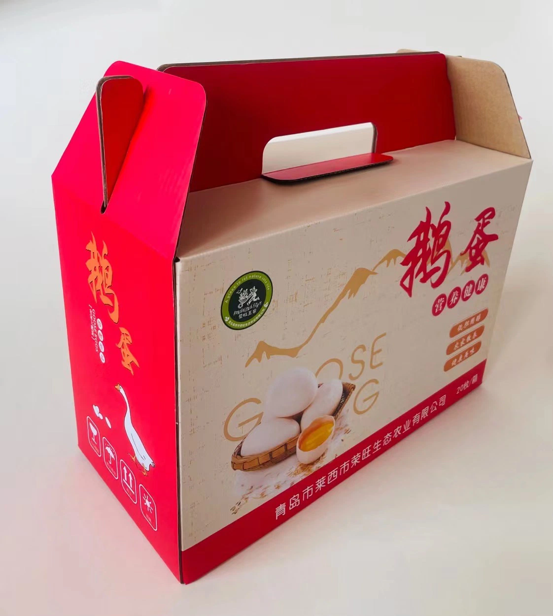 Custom Logo Luxury Design Paper Printed Cardboard Handle Goose Eggs Gifts Corrugated Box for Fresh Eggs