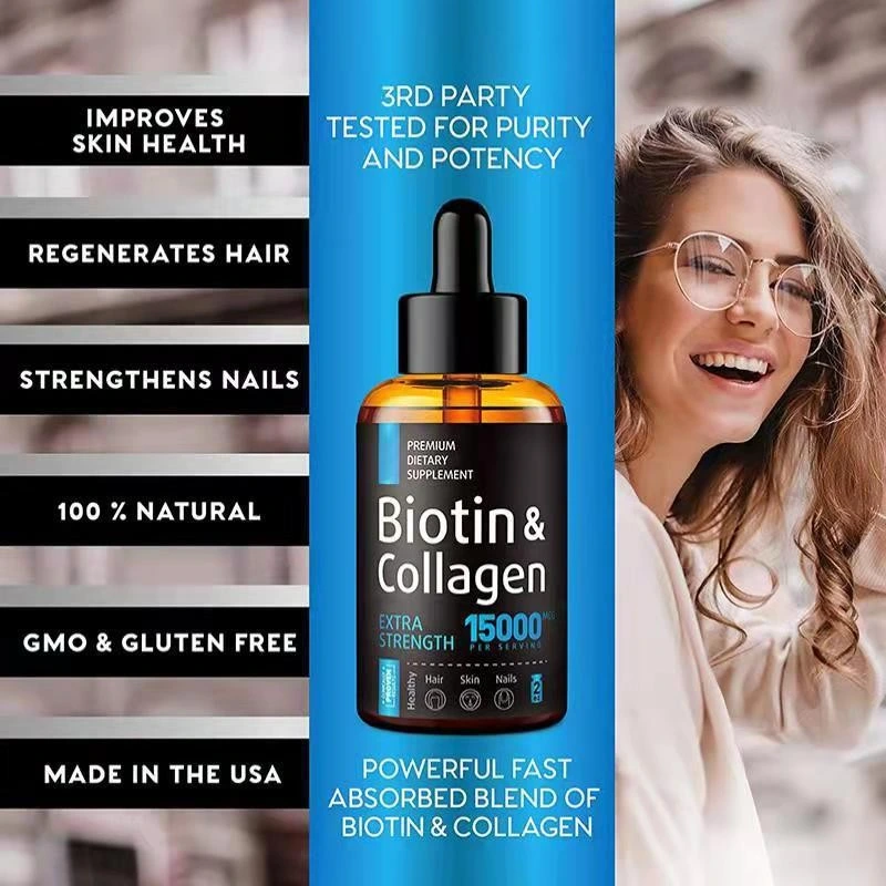 Factory Price Supplement Liquid Biotin Collagen Drops OEM Biotin Collagen