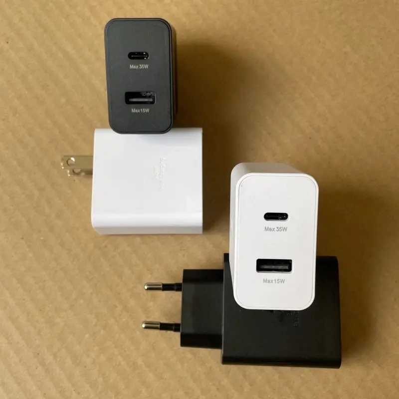 Nuevo enchufe UE 35W PD Cargador Doble tipo de enchufe USB C Cargador y adaptador para Samsung 35W PD adaptador de alimentación para Galaxy Más de S23 S20 bloques de teléfono