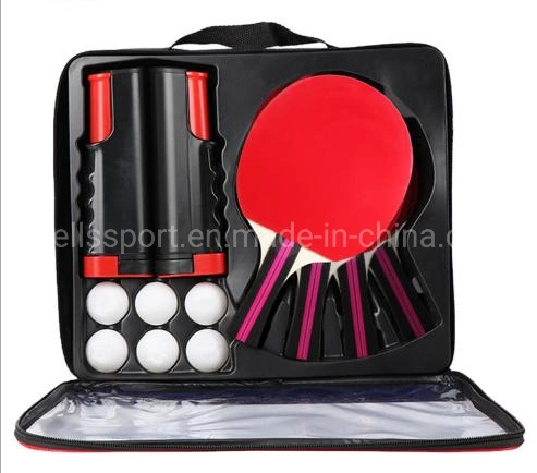 Raqueta de Tenis de Mesa de FSC establece Pingpong Juego Bat 4 murciélagos 6 bolas con Portable Net