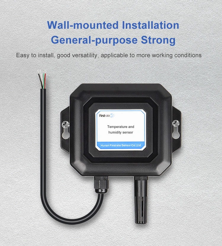 FirstRate FST100-2001 CE certificado RS485 pared-montado en la temperatura atmosférica interior &amp; sensor de humedad con pantalla lcd