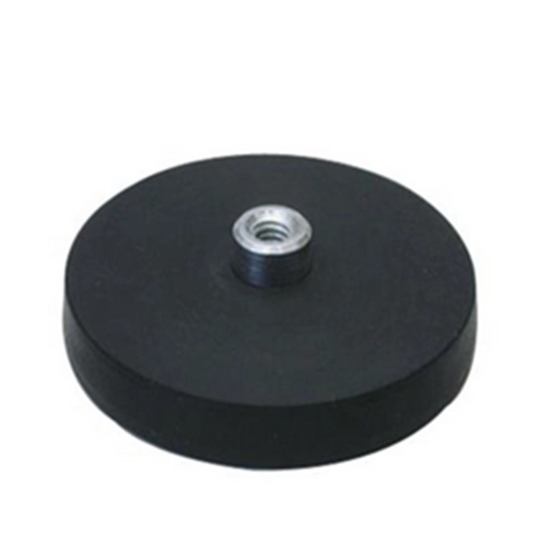 Rubber Coated Pot Neodymium Magnet with M5 Hook or Eyebolt