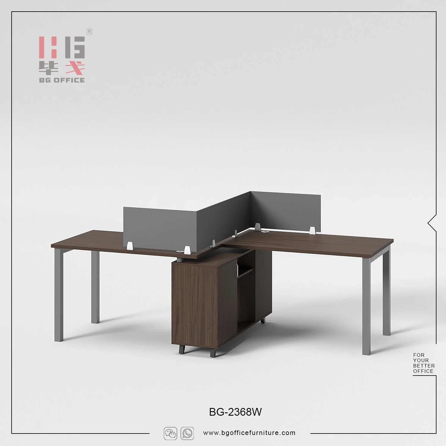 Modern Simple Steel Leg Office Partition Desk 2 Seat Workstation Wooden Table Furniture