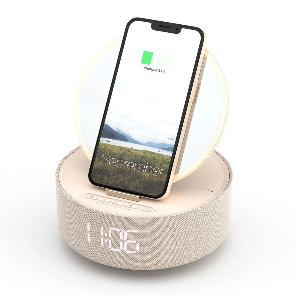 S33 Newest Phone Stand Makeup Mirror LED Light Speaker Wireless Charger