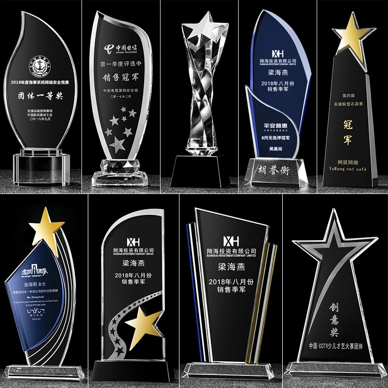 Free Proof Honorary Gift Staff Award Sales Crown Award Crystal Trophy Medals Customized