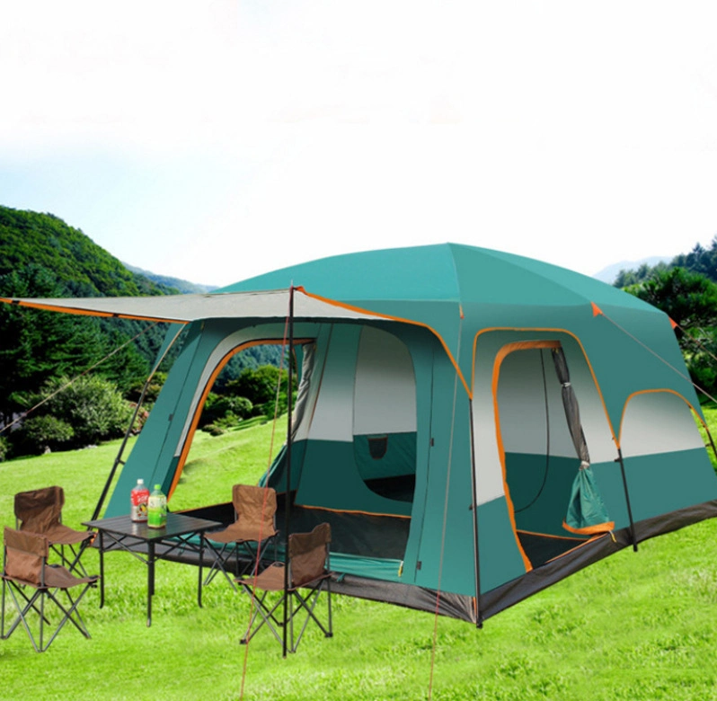 New 6-12 People Top Quality Large Space Double Layer Outdoor Family Camping Tent