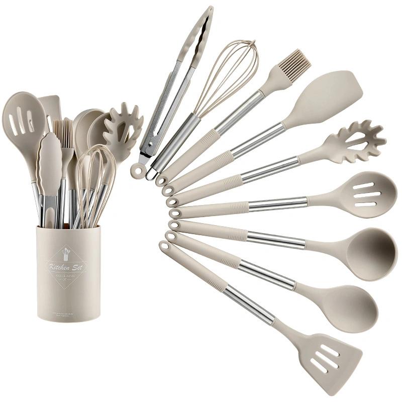 9pcs/11pcs Conjuntos de cocina de silicona Mango de acero inoxidable Utensilios de cocina