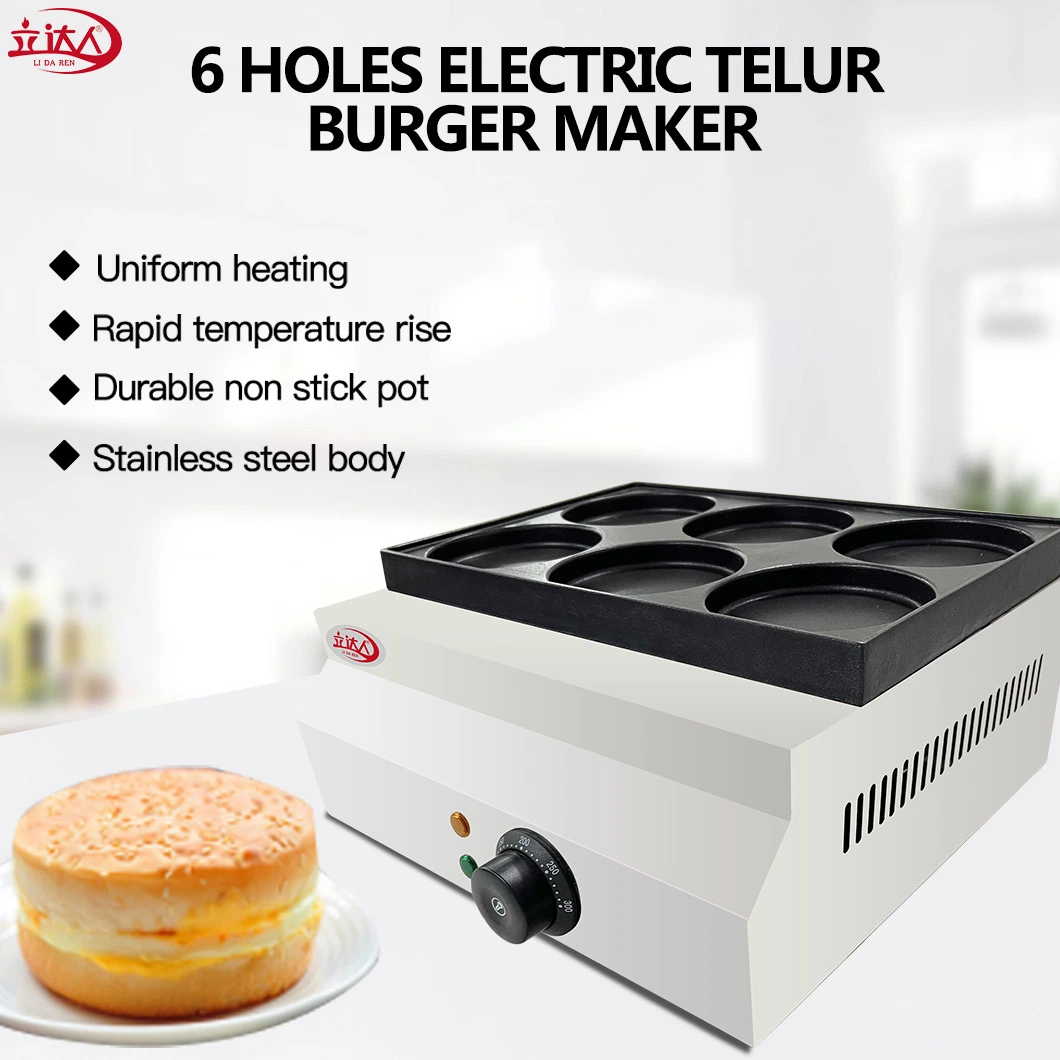 CE Approved Made in China 2.5kw Commercial Mini 6 Grids Egg Burger Maker Machine Snack Appliance Egg Hamburger Pancake Amenity