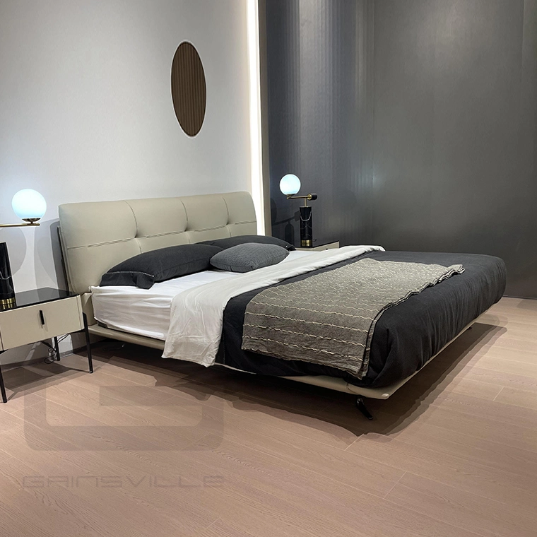 Cama King Size moldura couro Quarto Duplo com Cama de casal Quarto mobiliário Definir