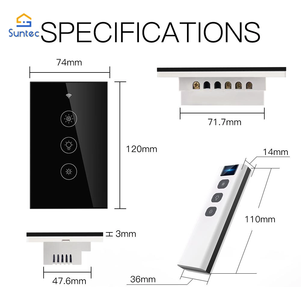 New WiFi RF Smart Light Dimmer Switch Smart Life/Tuya APP Relay Status Backlight Switch off RF Remote Control Works